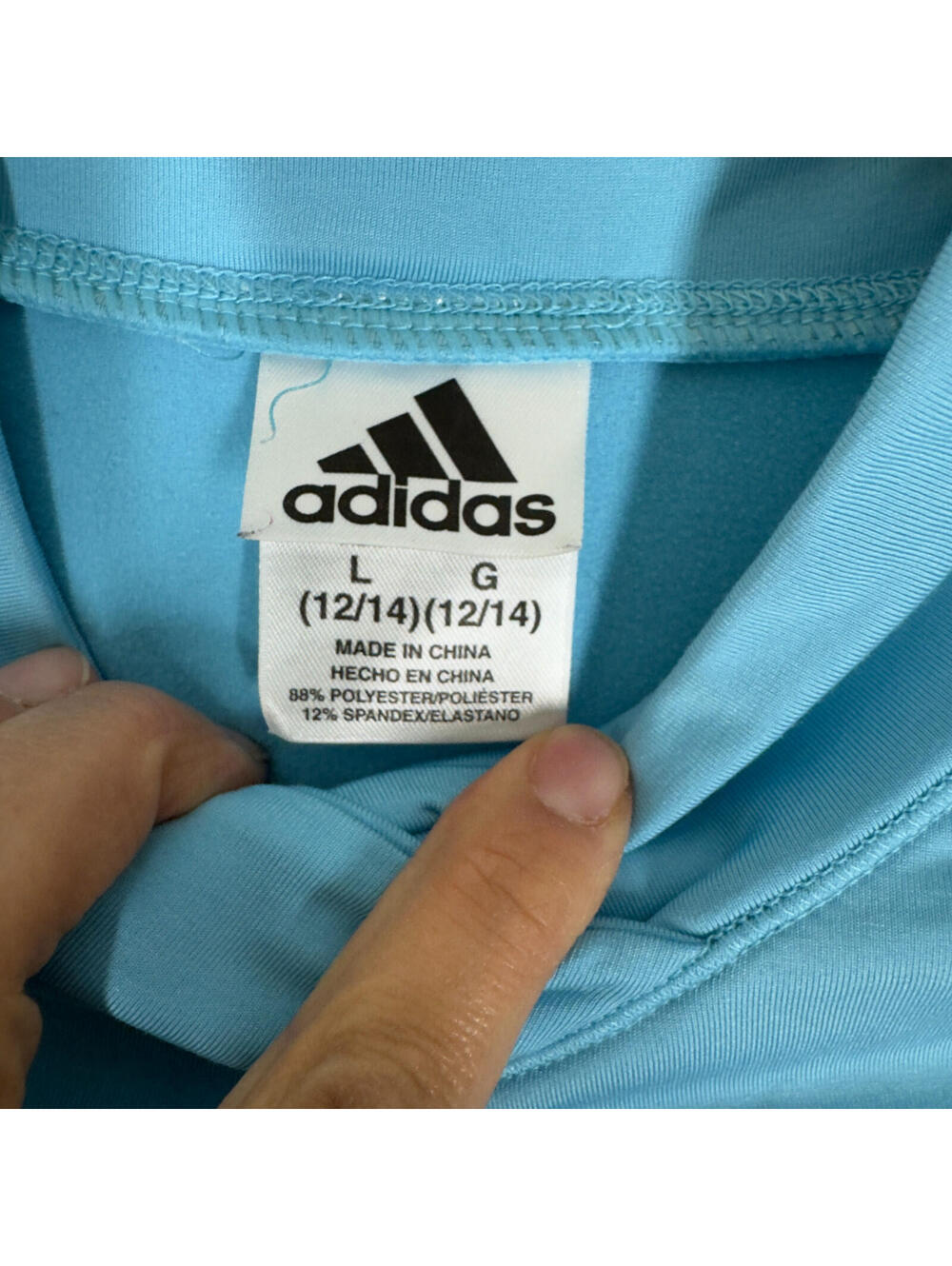 Adidas Activewear Top Girls L Large Blue Long Sleeve High Neck Pullover Active - Picture 5 of 6